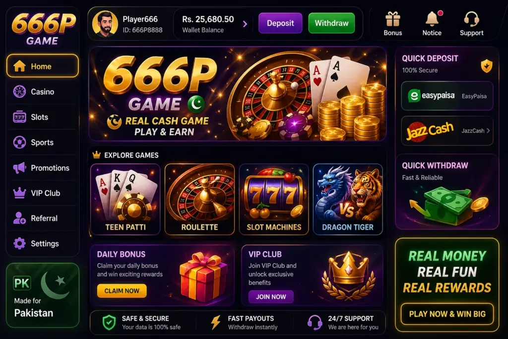 666P Game Best Casino Style Money Earning Game in Pakistan