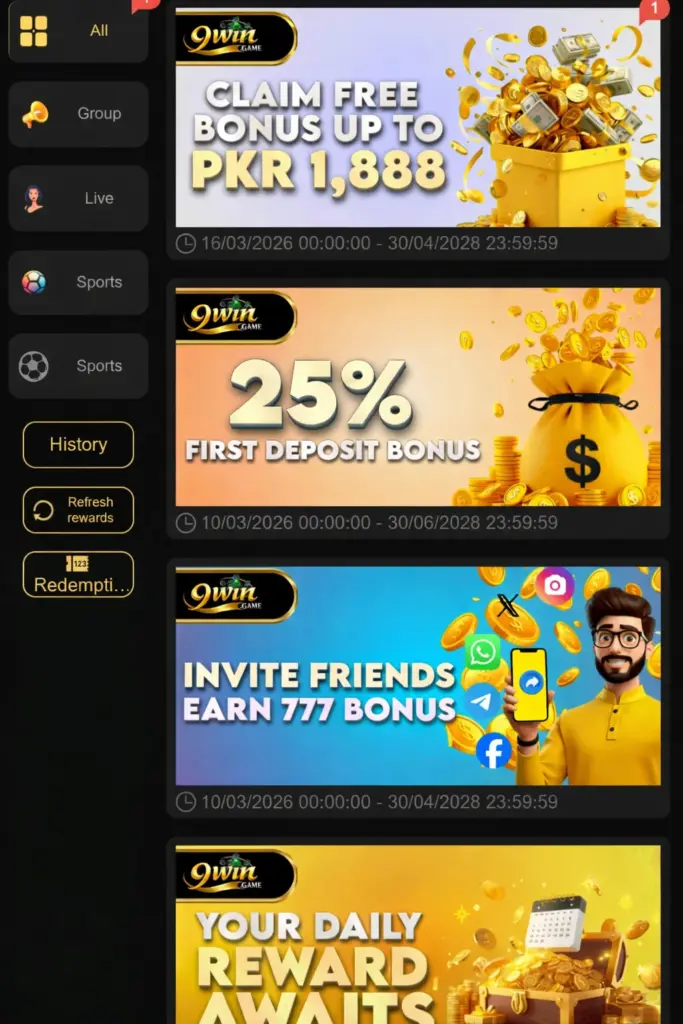 Bonuses and Rewards in 9Win Game