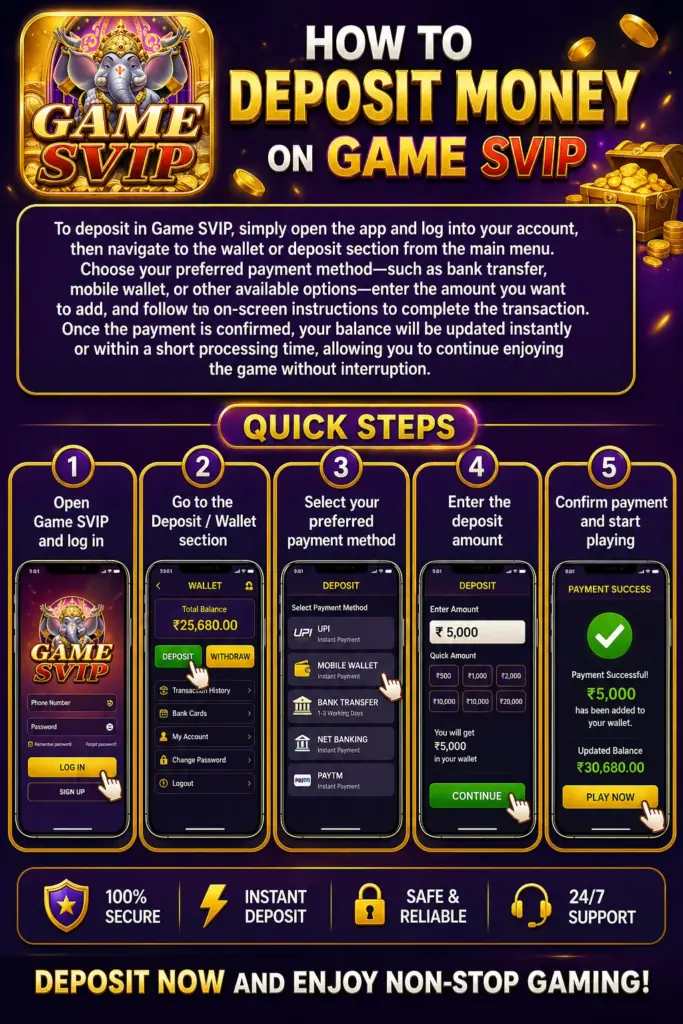 Deposit Money on Game Svip