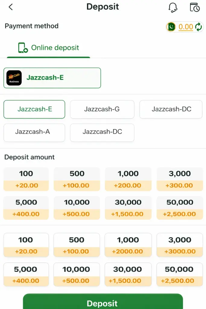 Online Deposit Interface