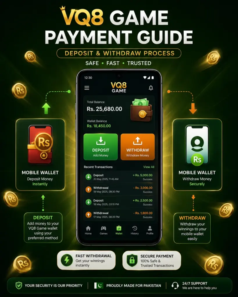 Deposit and Withdraw on VQ8 Game