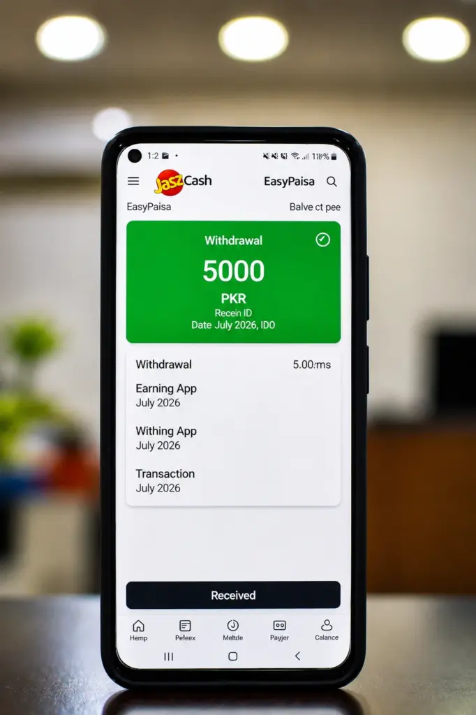 jazzcash withdrawal proof earning apps 2026